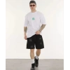 Biçomi Unisex Bisiklet Yaka Baskılı Oversize T-Shirt - Beyaz