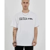 Biçomi Unisex Bisiklet Yaka Baskılı Oversize T-Shirt - Beyaz