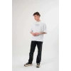 Biçomi Unisex Bisiklet Yaka Baskılı Oversize T-Shirt - Beyaz