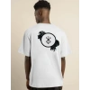 Biçomi Unisex Bisiklet Yaka Baskılı Oversize T-Shirt - Beyaz