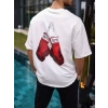 Biçomi Unisex Bisiklet Yaka Baskılı Oversize T-Shirt - Beyaz