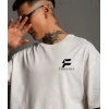 Biçomi Unisex Bisiklet Yaka Baskılı Oversize T-Shirt - Beyaz