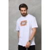 Biçomi Unisex Bisiklet Yaka Baskılı Oversize T-Shirt - Beyaz