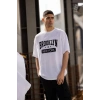 Biçomi Unisex Bisiklet Yaka Baskılı Oversize T-Shirt - Beyaz