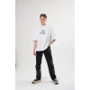 Biçomi Unisex Bisiklet Yaka Baskılı Oversize T-Shirt - Beyaz