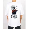 Biçomi Unisex Bisiklet Yaka Baskılı Oversize T-Shirt - Beyaz