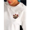 Biçomi Unisex Bisiklet Yaka Baskılı Oversize T-Shirt - Beyaz