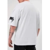 Biçomi Unisex Bisiklet Yaka Baskılı Oversize T-Shirt - Beyaz