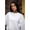 Biçomi Unisex Bisiklet Yaka Baskılı Oversize T-Shirt - Beyaz