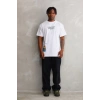 Biçomi Unisex Bisiklet Yaka Baskılı Oversize T-Shirt - Beyaz