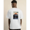 Biçomi Unisex Bisiklet Yaka Baskılı Oversize T-Shirt - Beyaz