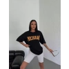 Biçomi Unisex Bisiklet Yaka Baskılı Oversize T-Shirt - Beyaz
