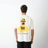 Biçomi Unisex Bisiklet Yaka Baskılı Oversize T-Shirt - Beyaz