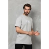 Biçomi Unisex Bisiklet Yaka Baskılı Oversize T-Shirt - Gri