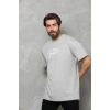Biçomi Unisex Bisiklet Yaka Baskılı Oversize T-Shirt - Gri