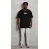 Biçomi Unisex Bisiklet Yaka Baskılı Oversize T-Shirt - Siyah