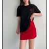 Biçomi Unisex Bisiklet Yaka Baskılı Oversize T-Shirt - Siyah