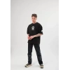Biçomi Unisex Bisiklet Yaka Baskılı Oversize T-Shirt - Siyah
