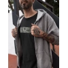Biçomi Unisex Bisiklet Yaka Baskılı Oversize T-Shirt - Siyah