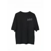Biçomi Unisex Bisiklet Yaka Baskılı Oversize T-Shirt - Siyah