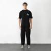 Biçomi Unisex Bisiklet Yaka Baskılı Oversize T-Shirt - Siyah