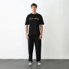 Biçomi Unisex Bisiklet Yaka Baskılı Oversize T-Shirt - Siyah