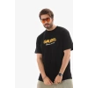 Biçomi Unisex Bisiklet Yaka Baskılı Oversize T-Shirt - Siyah