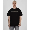 Biçomi Unisex Bisiklet Yaka Baskılı Oversize T-Shirt - Siyah