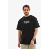 Biçomi Unisex Bisiklet Yaka Baskılı Oversize T-Shirt - Siyah