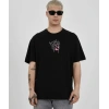 Biçomi Unisex Bisiklet Yaka Baskılı Oversize T-Shirt - Siyah