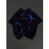 Biçomi Unisex Bisiklet Yaka Baskılı Oversize T-Shirt - Siyah