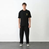 Biçomi Unisex Bisiklet Yaka Baskılı Oversize T-Shirt - Siyah