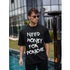 Biçomi Unisex Bisiklet Yaka Baskılı Oversize T-Shirt - Siyah