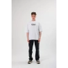 Biçomi Unisex Bisiklet Yaka Baskılı Oversize T-Shirt - Siyah