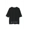 Biçomi Unisex Bisiklet Yaka Baskılı Oversize T-Shirt - Siyah