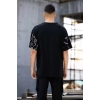 Biçomi Unisex Bisiklet Yaka Baskılı Oversize T-Shirt - Siyah