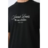 Biçomi Unisex Bisiklet Yaka Baskılı Oversize T-Shirt - Siyah