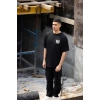 Biçomi Unisex Bisiklet Yaka Baskılı Oversize T-Shirt - Siyah
