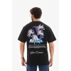 Biçomi Unisex Bisiklet Yaka Baskılı Oversize T-Shirt - Siyah