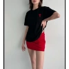 Biçomi Unisex Bisiklet Yaka Baskılı Oversize T-Shirt - Siyah