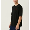 Biçomi Unisex Bisiklet Yaka Baskılı Oversize T-Shirt - Siyah