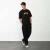 Biçomi Unisex Bisiklet Yaka Baskılı Oversize T-Shirt - Siyah