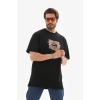 Biçomi Unisex Bisiklet Yaka Baskılı Oversize T-Shirt - Siyah