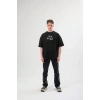 Biçomi Unisex Bisiklet Yaka Baskılı Oversize T-Shirt - Siyah