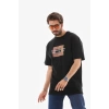 Biçomi Unisex Bisiklet Yaka Baskılı Oversize T-Shirt - Siyah
