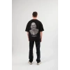 Biçomi Unisex Bisiklet Yaka Baskılı Oversize T-Shirt - Siyah