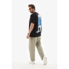Biçomi Unisex Bisiklet Yaka Baskılı Oversize T-Shirt - Siyah