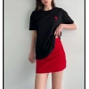 Biçomi Unisex Bisiklet Yaka Baskılı Oversize T-Shirt - Siyah