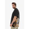 Biçomi Unisex Bisiklet Yaka Baskılı Oversize T-Shirt - Siyah