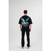 Biçomi Unisex Bisiklet Yaka Baskılı Oversize T-Shirt - Siyah
